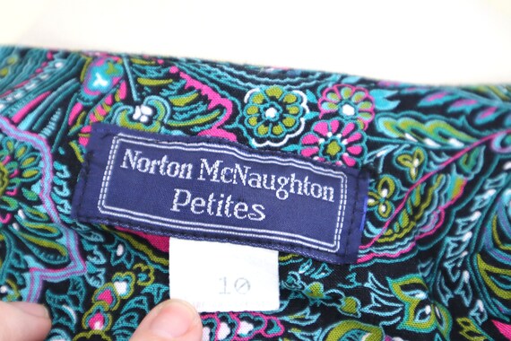 80's Green Blue Paisley Print Short Sleeve Shirt … - image 3