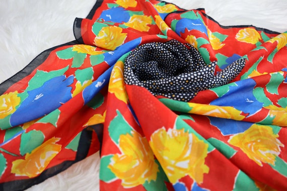 70's 80's Vintage Primary Color Folksy Fun Floral… - image 7