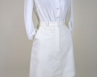 60's Vintage Creme Skorts in A-Linie / Größe Small