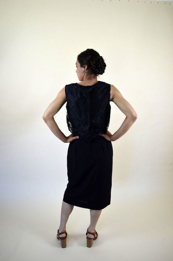 Vintage 50's Black Lace Cocktail Wiggle Dress / L… - image 9