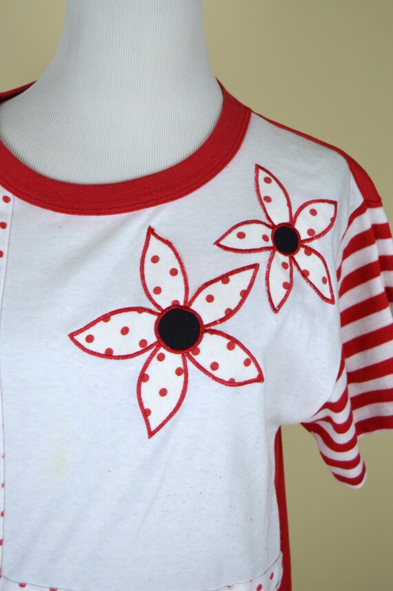 80's Red and White Casual Rockabilly Sweater Top … - image 8