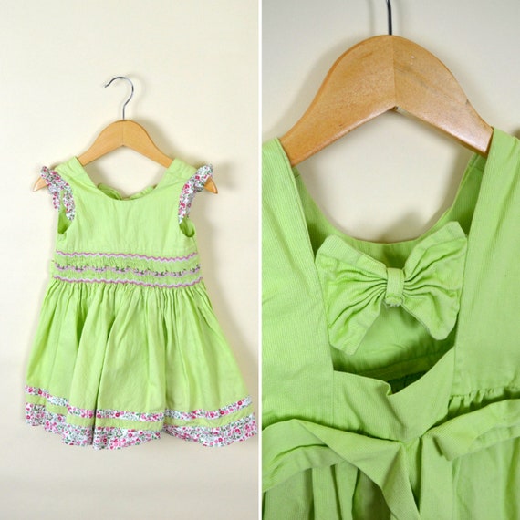 Vintage 60's Lime Green Baby Girl Summer Dress / … - image 1