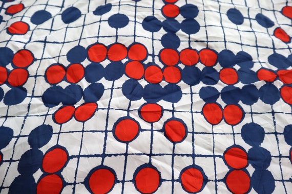 Vera Neumann Red White and Blue Circle Grid Print… - image 7