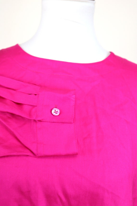 90's Fuchsia Pink Silk Dress Blouse / Secretary S… - image 4