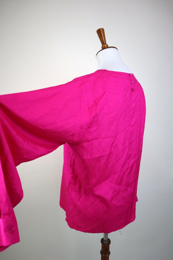 90's Fuchsia Pink Silk Dress Blouse / Secretary S… - image 9