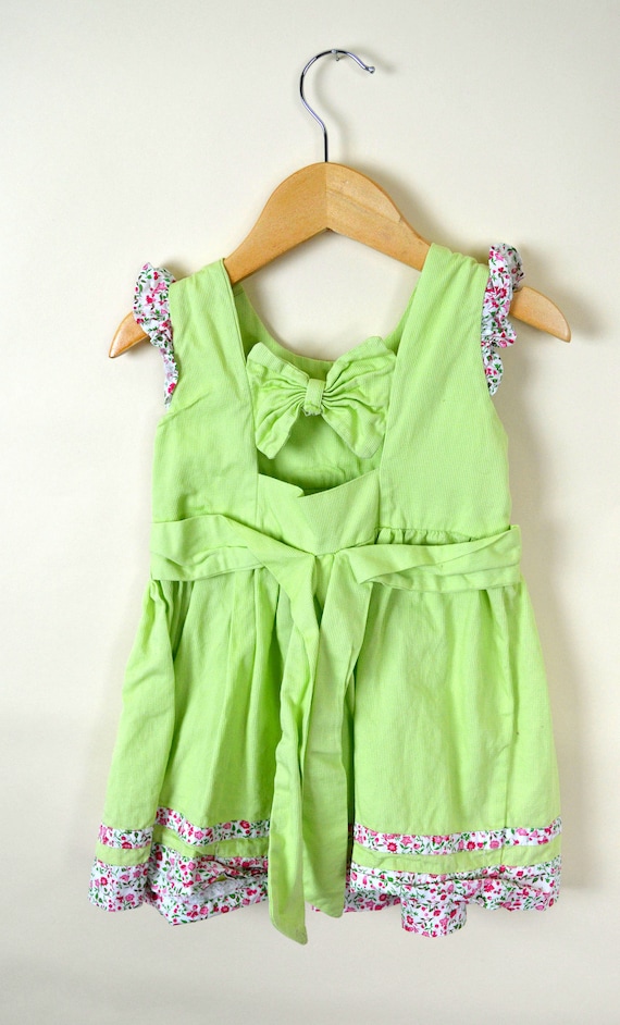 Vintage 60's Lime Green Baby Girl Summer Dress / … - image 5