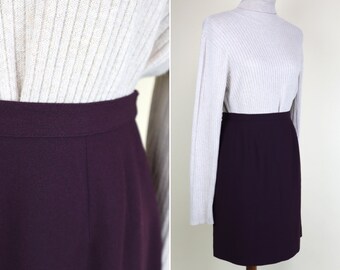 90's Eggplant Pencil Secretary Skirt / Dark Academia Goth Witchy High Waist Mini Skirt / Women's Size Medium / 29 Inch Waist