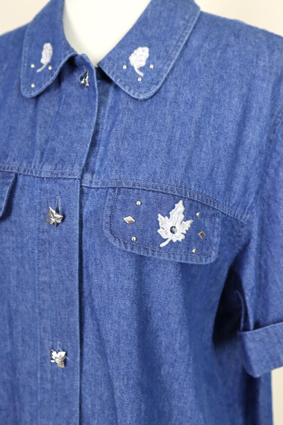 Bedazzled Fun Maple Leaf Patch Cottagecore Denim … - image 4
