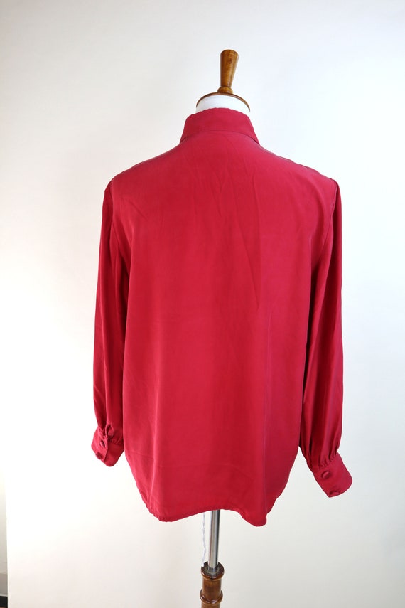 90's Red Silky Dress Shirt / Country Western Embr… - image 3