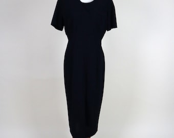 90's Vintage Empire Waist Witchy Black Dress / Size Large
