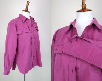 Dusky Pink L. L. Bean Sturdy Cotton Shirt / Long Sleeve Button Down Soft Denim Top / Size Medium