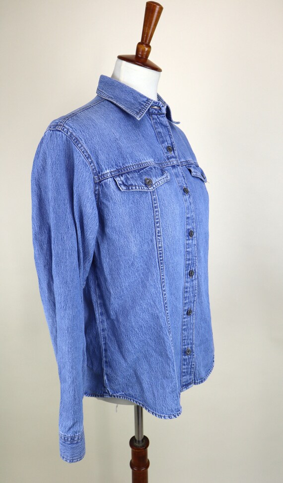 Vintage Sky Blue Denim Shirt / 90's grunge Light … - image 5