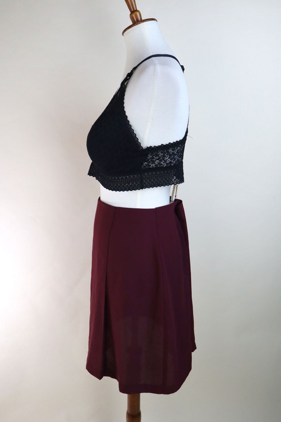 90's Maroon Red Pleated Mini Skirt / Posh Sheer G… - image 5