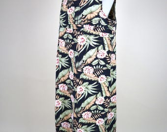 90's Maxi Hawaiian Print Shift Sundress /  Size Xlarge