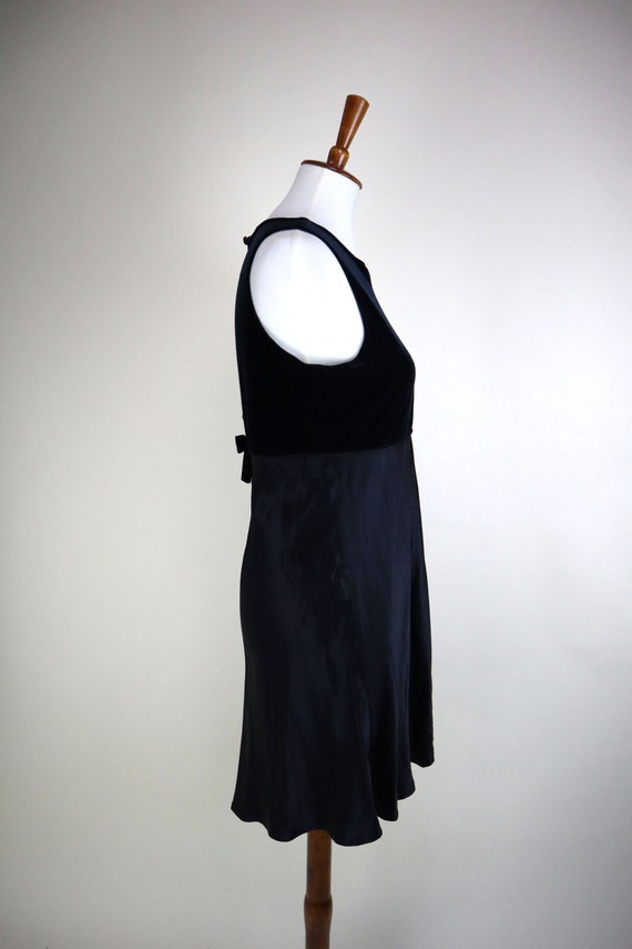90's Black Velvet and Satin Prom Mini Dress / Emp… - image 4