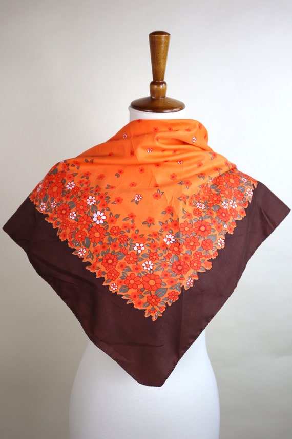 70's Brown and Orange Cottagecore Floral Fashion … - image 6