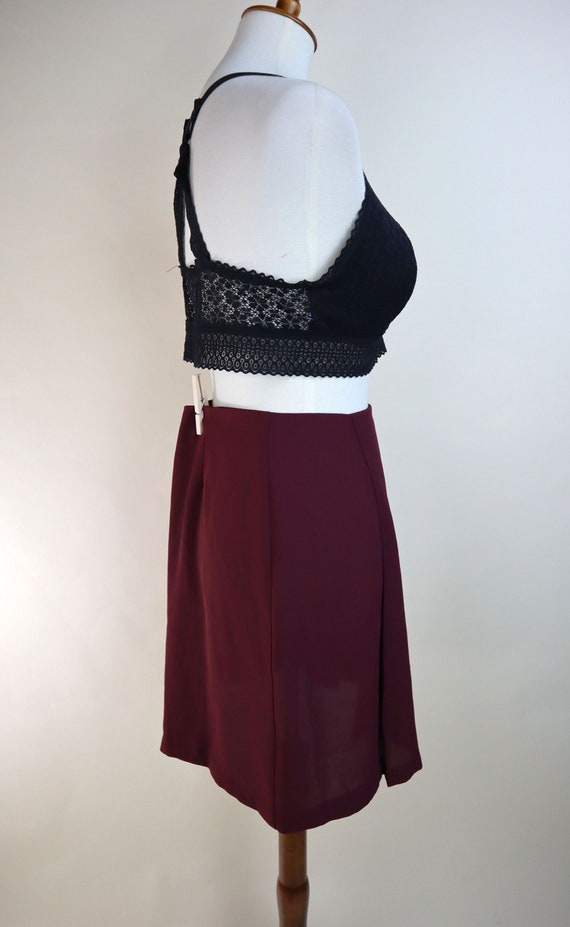 90's Maroon Red Pleated Mini Skirt / Posh Sheer G… - image 2