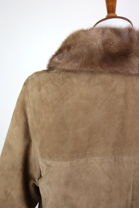 Vintage 1960's Leather Fur collar Winter Coat / R… - image 6