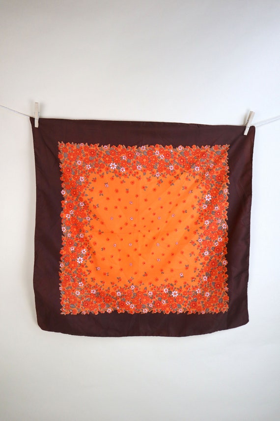 70's Brown and Orange Cottagecore Floral Fashion … - image 2