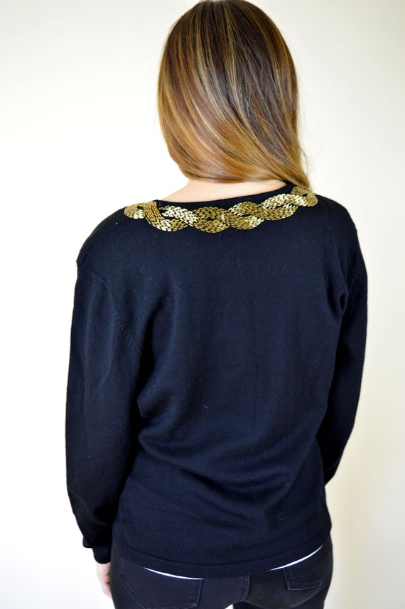 Vintage 1970's Jaeger Black and Gold Beaded Neckl… - image 4