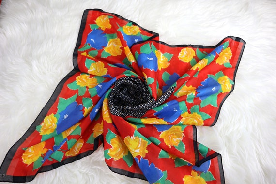 70's 80's Vintage Primary Color Folksy Fun Floral… - image 9