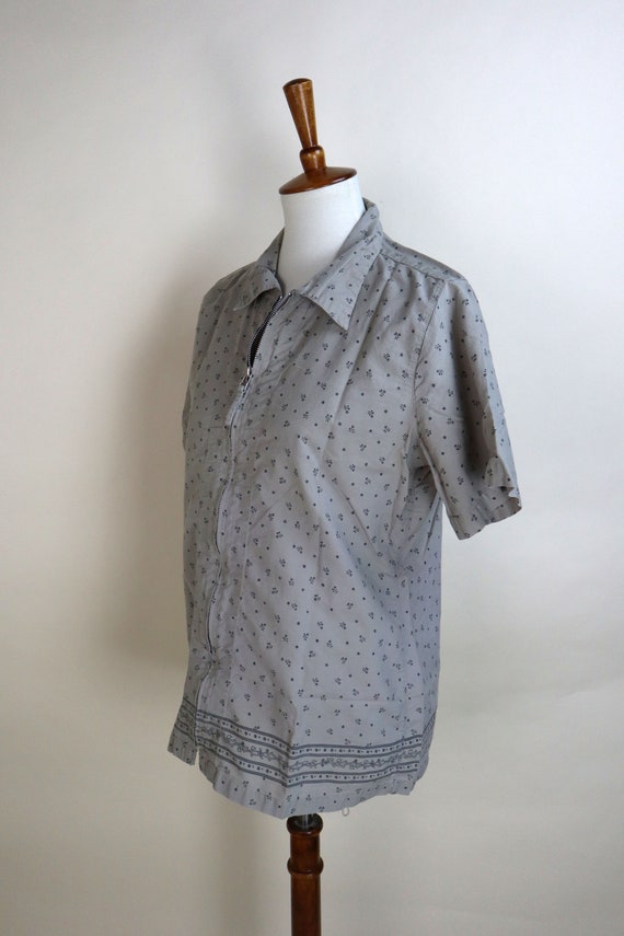 Y2K Vintage Brown Zip Up Shirt / Floral Print Cot… - image 2