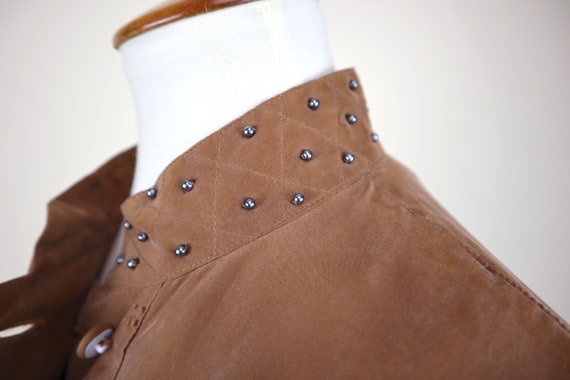 90's Brown Silk Oversized Dressy Blouse / Beaded … - image 9