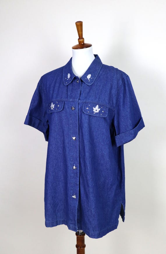 Bedazzled Fun Maple Leaf Patch Cottagecore Denim … - image 2