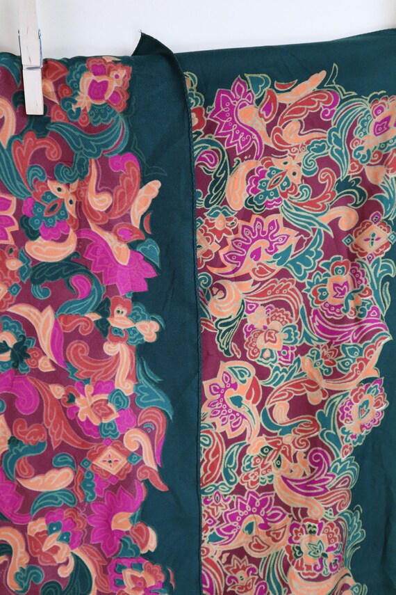 70's Fall Floral Purple and Red Square Fashion Sc… - image 5