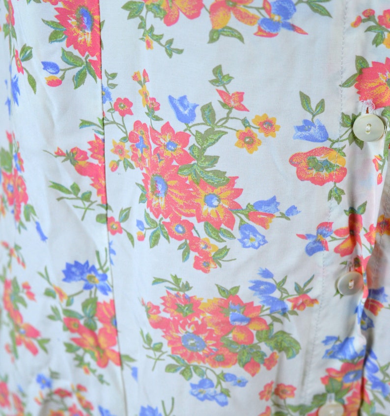 Shabby Chic Mori Girl Button up Full Length A-line Skirt Size Medium 90/'s Vintage Cream Floral Rayon Grunge Skirt 30 Waist