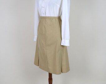 70er Jahre Vintage Sekretär Rock in hellbrauner A-Linie / Größe Medium bis Large