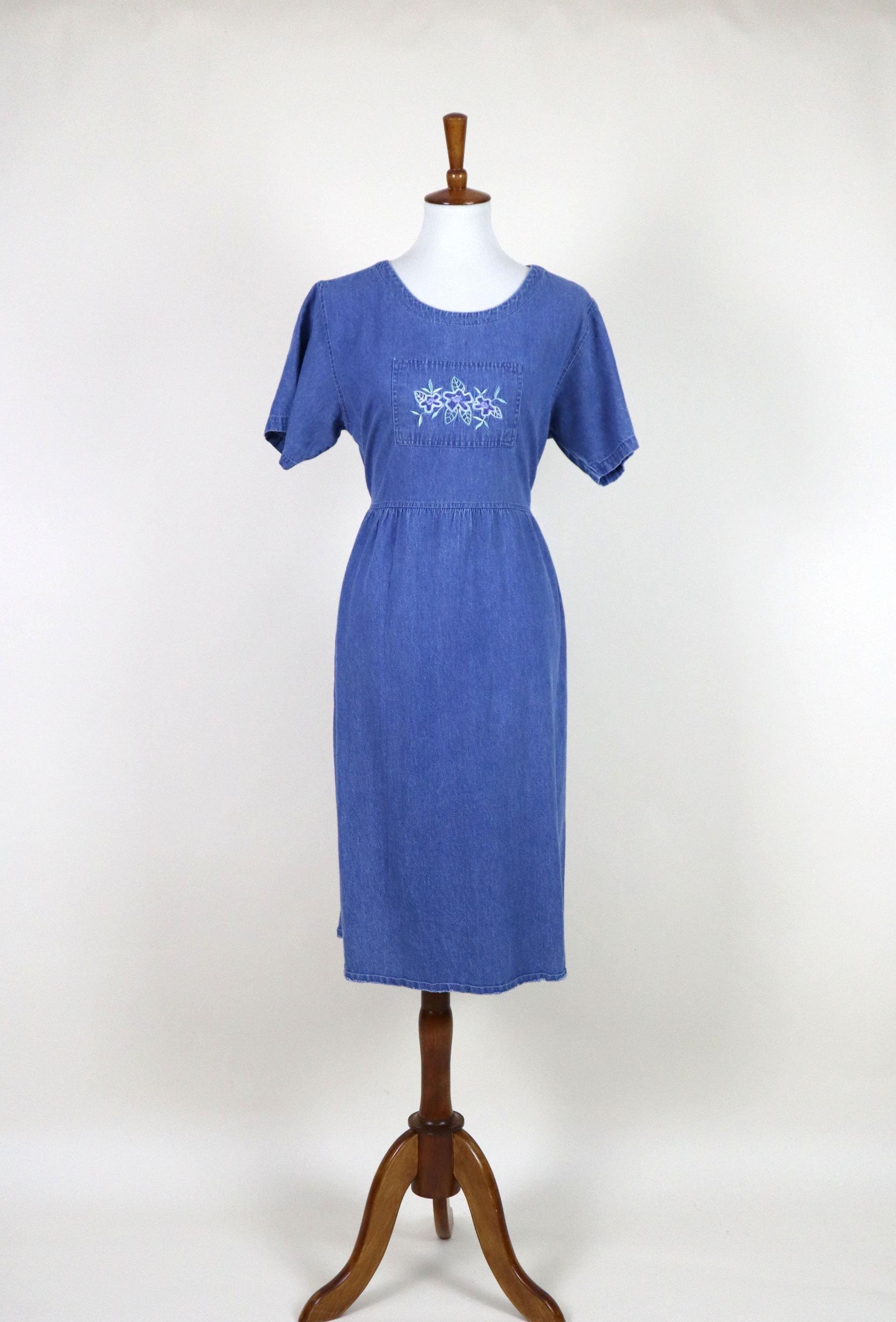 Denim Midi Smock Dress - Etsy