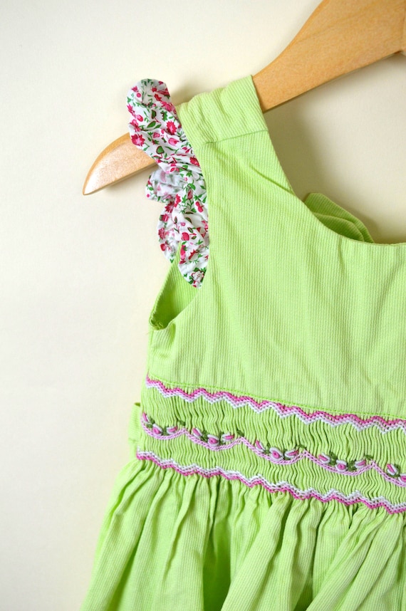 Vintage 60's Lime Green Baby Girl Summer Dress / … - image 3