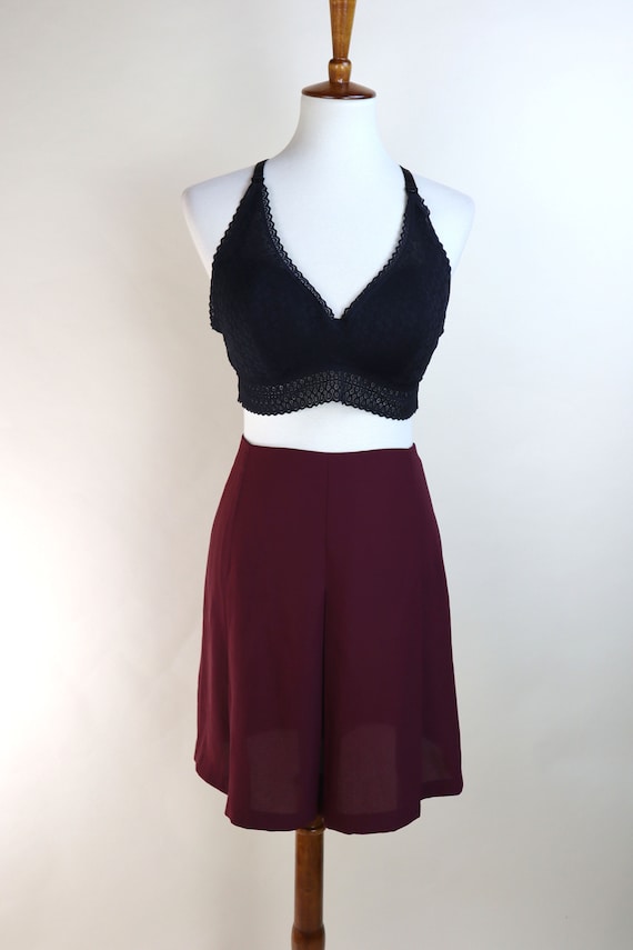 90's Maroon Red Pleated Mini Skirt / Posh Sheer G… - image 3