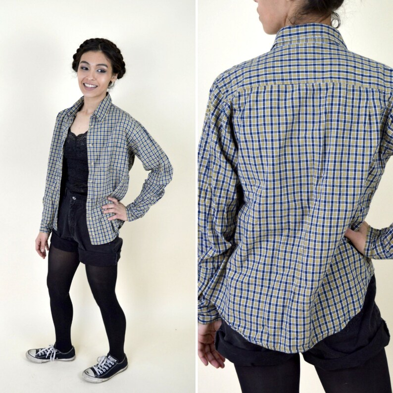 yellow plaid blouse