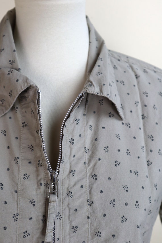 Y2K Vintage Brown Zip Up Shirt / Floral Print Cot… - image 7