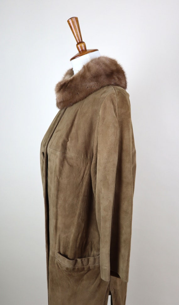 Vintage 1960's Leather Fur collar Winter Coat / R… - image 7