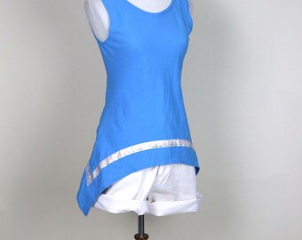Vintage Handmade Light Blue Grecian Dressy Tank Top / Size XSmall to Small