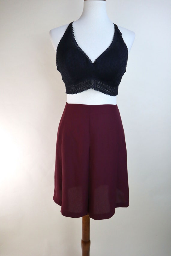 90's Maroon Red Pleated Mini Skirt / Posh Sheer G… - image 6