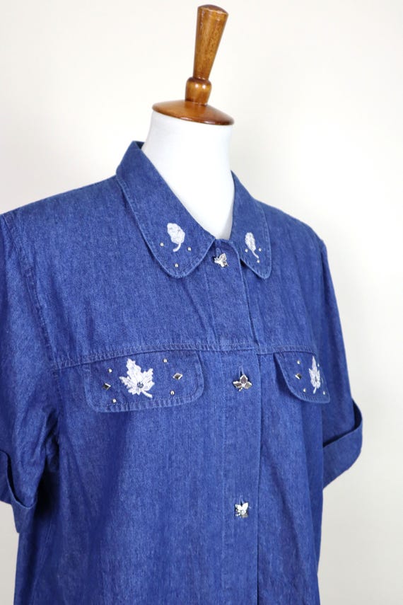 Bedazzled Fun Maple Leaf Patch Cottagecore Denim … - image 8