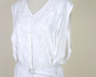 Vintage Plus Size weiße Empire Taille Casual Sommer Kleid