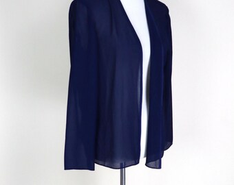 Vintage Sheer Navy Blue open Dressy Eveningwear Layering Top / Size Medium to Large