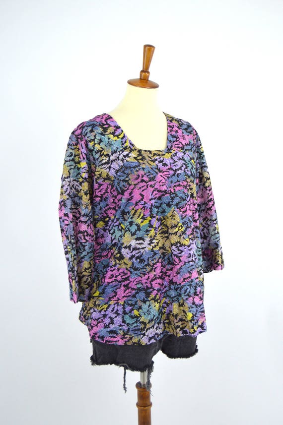Vintage 80/'s black velvet sheath dressPullover V-neck long-sleeve velvet dressShort neon and shimmery embroidery velvet dressSize 14 US