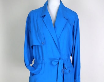 90's Sky Blue Silk Summer Blazer Jacket / Size Medium to Large
