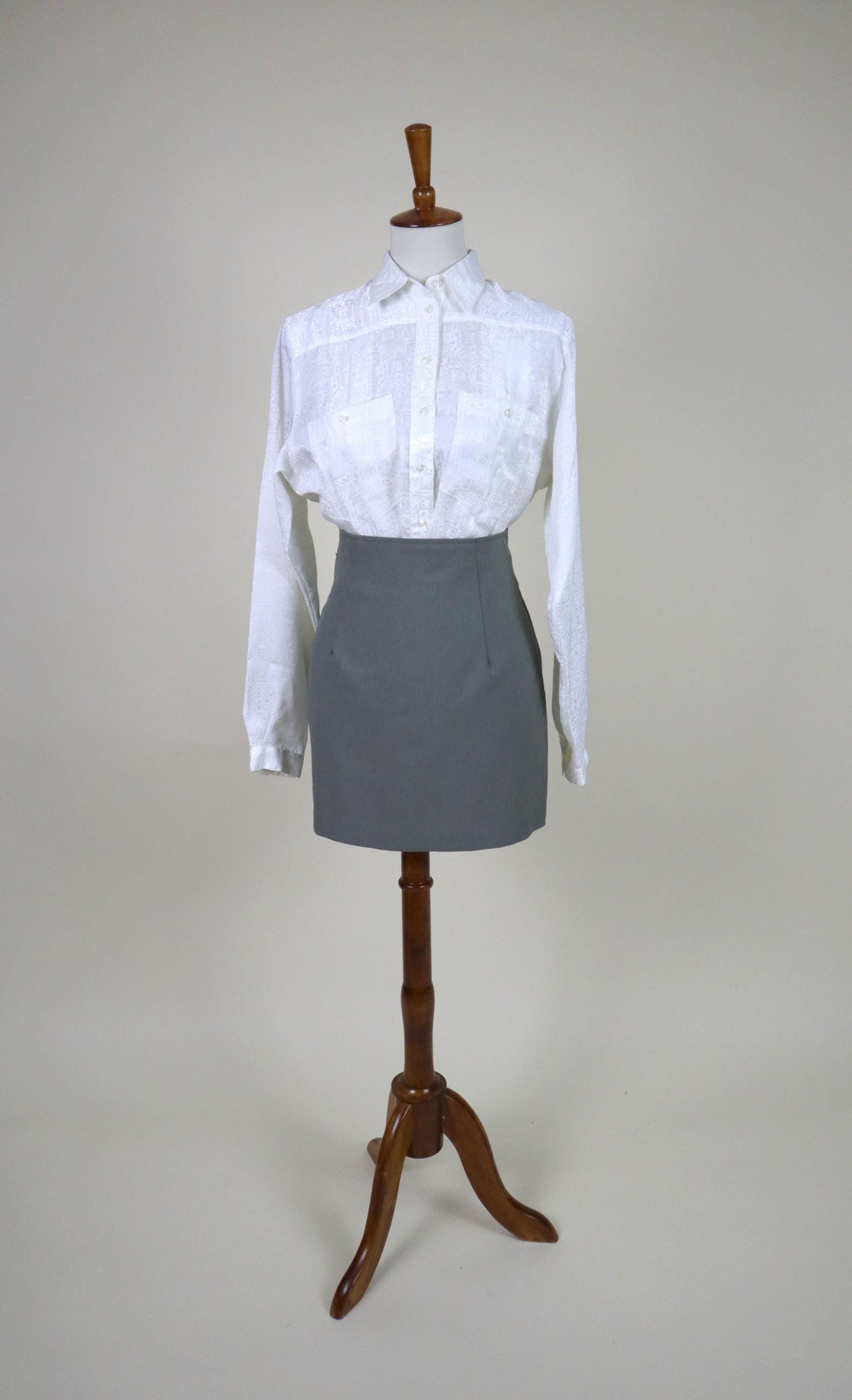 90's Smoke Gray Mini Skirt / A-line Straight Posh Short