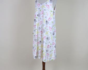 90er Jahre Sommerkleid mit Muschel Muster / Größe XSLarge bis XXLarge