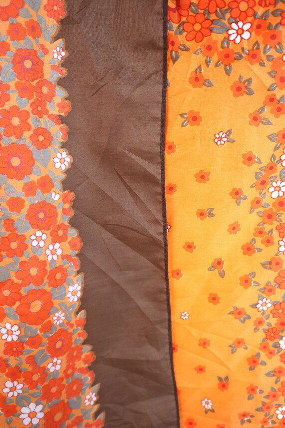 70's Brown and Orange Cottagecore Floral Fashion … - image 9