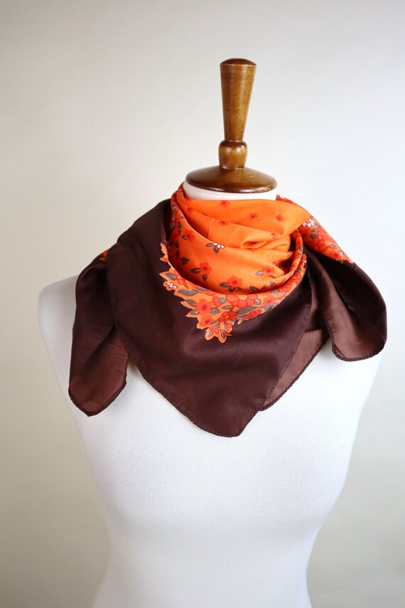 70's Brown and Orange Cottagecore Floral Fashion … - image 4