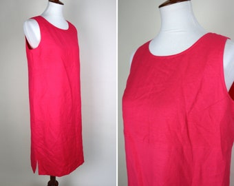 Salmon Peach Shift Jumper Dress /  Loose Fit Modest Pinafore / Women's Size Medium Small