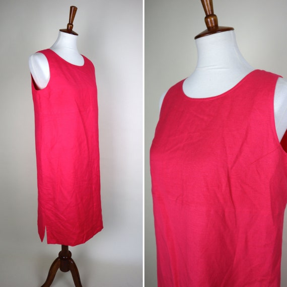 Salmon Peach Shift Jumper Dress Loose Fit Modest Pinafore Women s Size Medium Small Etsy UK